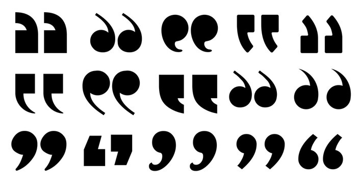 Set of simple quote mark, quotes icon vector sign design