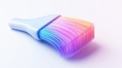 3D art brush icon with multicolored bristles on white background