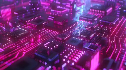 Obraz premium Abstract 3D Circuit Board Illustration