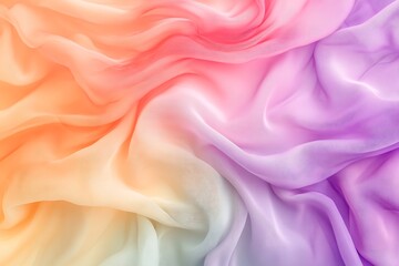 Obraz premium A soft, flowing fabric in gradient shades of orange, pink, and purple.