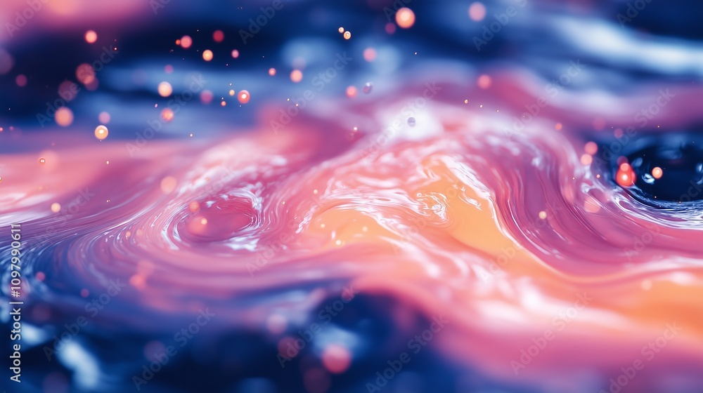 Poster abstract fluid art with colorful paint splashes and swirls creating a dreamlike flow in vivid pastel