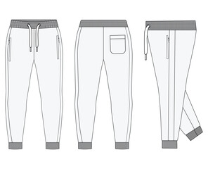 Trouser Jogger and technical fashion Boys Tricot Track Pants vector illustration outline