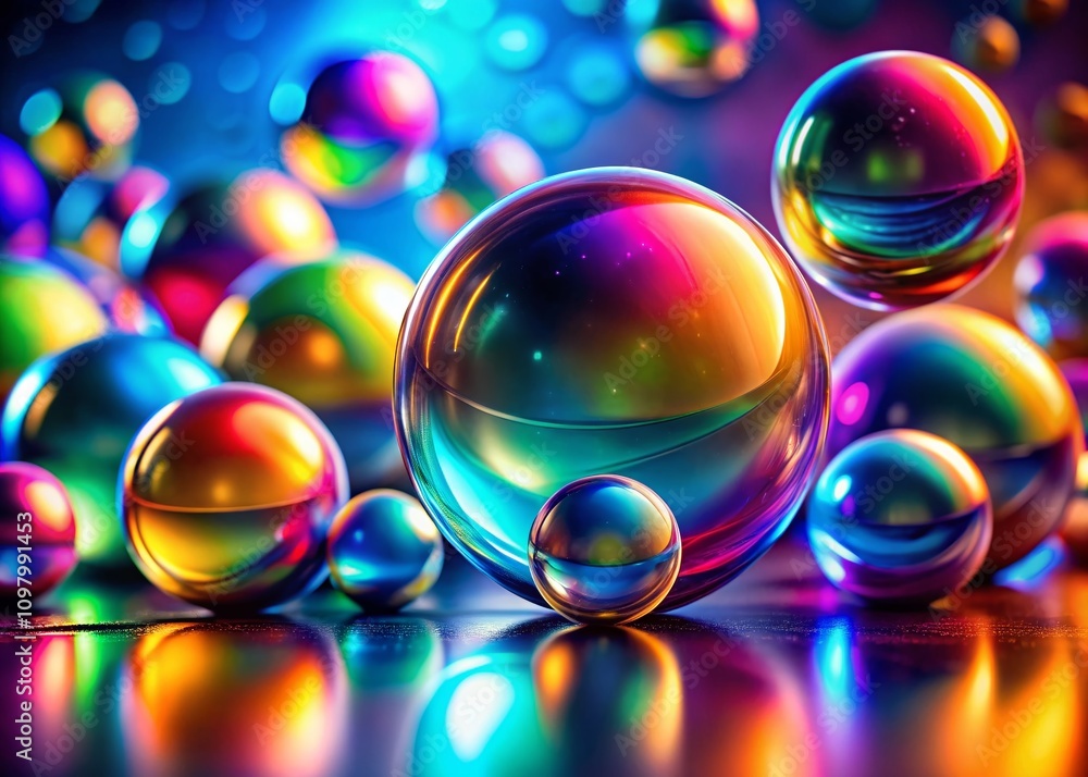 Aufkleber surreal rounded holographic gradient spheres in vibrant colors - colorful multi-dimensional sphere s