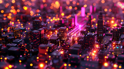 Fototapeta premium Cyberpunk Cityscape 3D Illustration