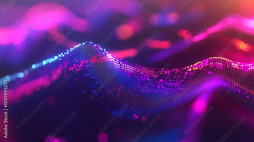 Poster abstract colorful light wave data visualization
