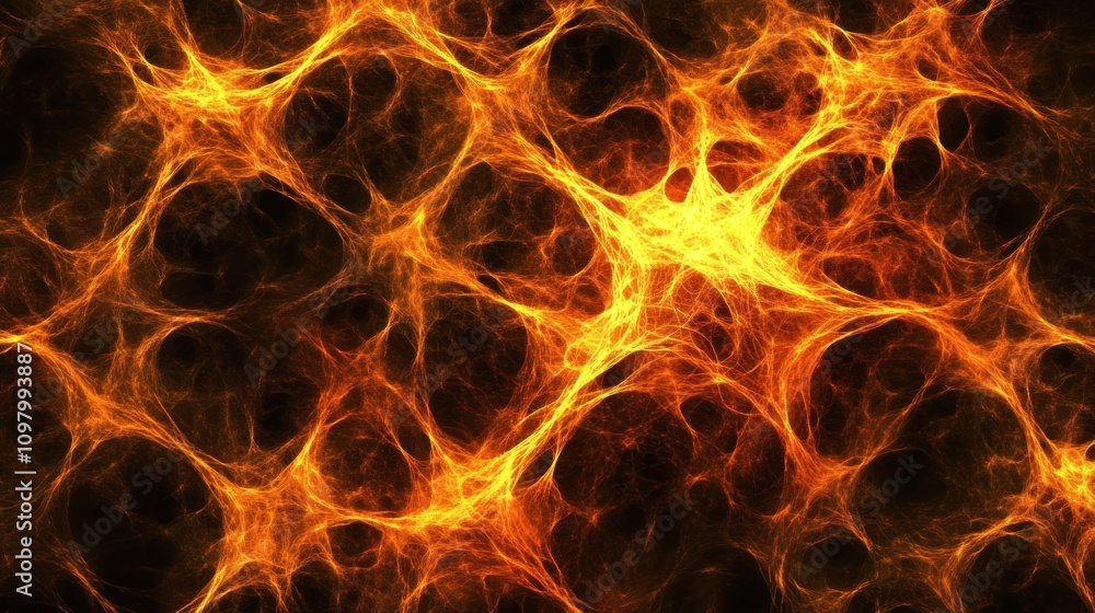 Poster abstract fiery orange weblike network design