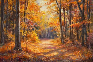 Fototapeta premium Autumn Path Through the Woods