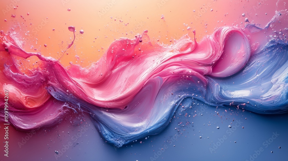 Aufkleber an abstract image featuring dynamic swirls of pink and blue paint, creating a sense of motion and cr