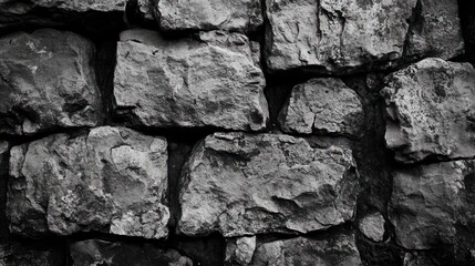 Fototapeta premium A Monochrome Study of a Rustic Stone Wall
