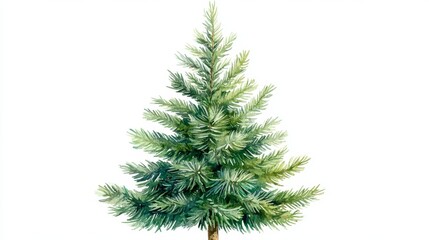 Fototapeta premium Christmas tree clipart, Christmas pine in the style of watercolor on a white background, detailed, realistic, watercolor clip art, highly detailed, sticker-style illustration, graphic design. 