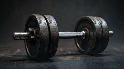 Fototapeta premium A pair of dumbbells with a silver handle and a black rubber grip