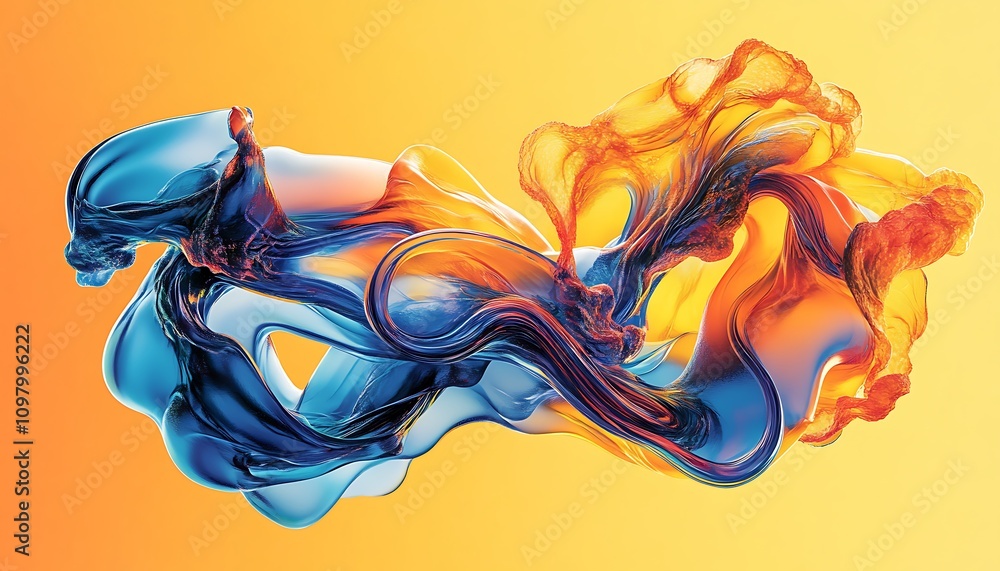 Poster abstract fluid shapes in vibrant colors creating a dynamic visual effect.