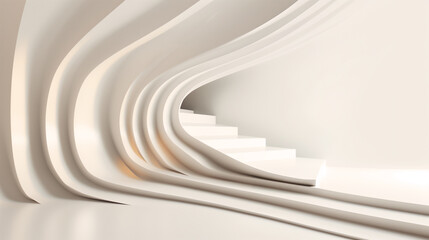 Fototapeta premium 3d white smooth wavy background, in creamy white color with warm golden light, creating a serene and flowing appearance 
