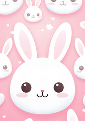 Fototapeta premium Cute Kawaii Bunny Pattern.