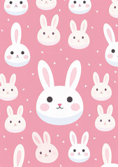 Cute Kawaii Bunny Pattern.