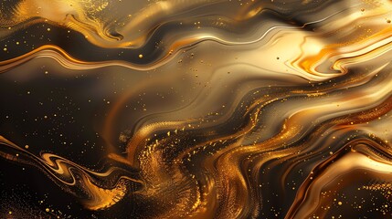 Obraz premium Abstract background with swirling gold paint and glitter.