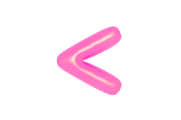 Alphabet letters textured in pink color. Made of inflatable balloons on a white background. Isolated, rendered 3d photo