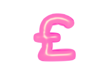 Alphabet letters textured in pink color. Made of inflatable balloons on a white background. Isolated, rendered 3d photo