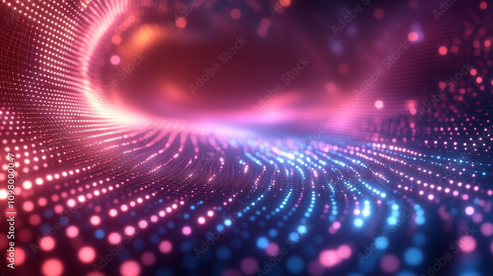Aufkleber dynamic digital waveform with holographic grids and colorful lights creating a futuristic abstract b