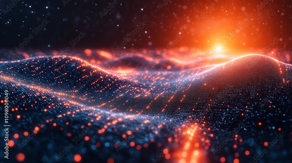 Aufkleber a vibrant digital image depicting futuristic hologram grids. glowing lights and intricate patterns c