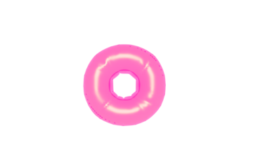 Alphabet letters textured in pink color. Made of inflatable balloons on a white background. Isolated, rendered 3d photo