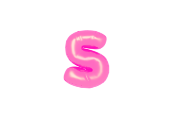 Alphabet letters textured in pink color. Made of inflatable balloons on a white background. Isolated, rendered 3d photo