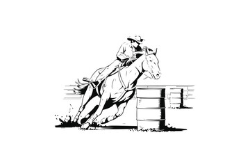 Fototapeta premium Barrel Racing in Action vector