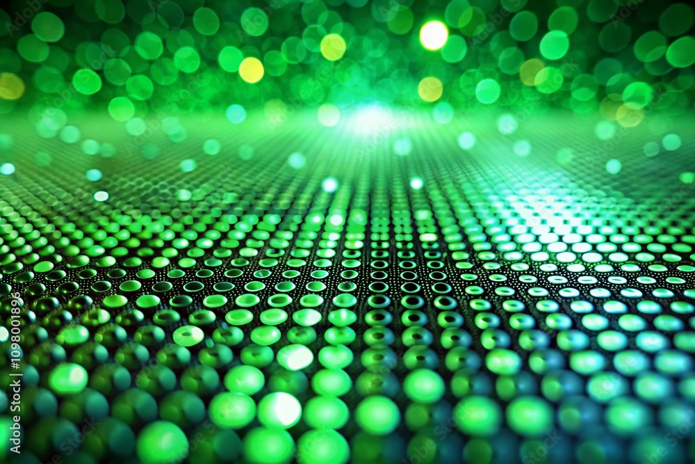 Aufkleber unique tilt-shift photography of a digital green dots background creating a dreamy and abstract atmo