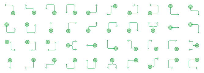 Set of black arrows. Collection of arrows. Set of arrow icon. Arrows set elements. Arrows on isolated on white background. Flow arrow. Connector arrow