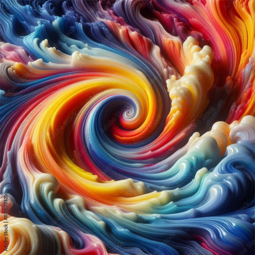 Poster a captivating abstract design featuring a colorful swirl of vibrant, flowing waves. the dynamic moti