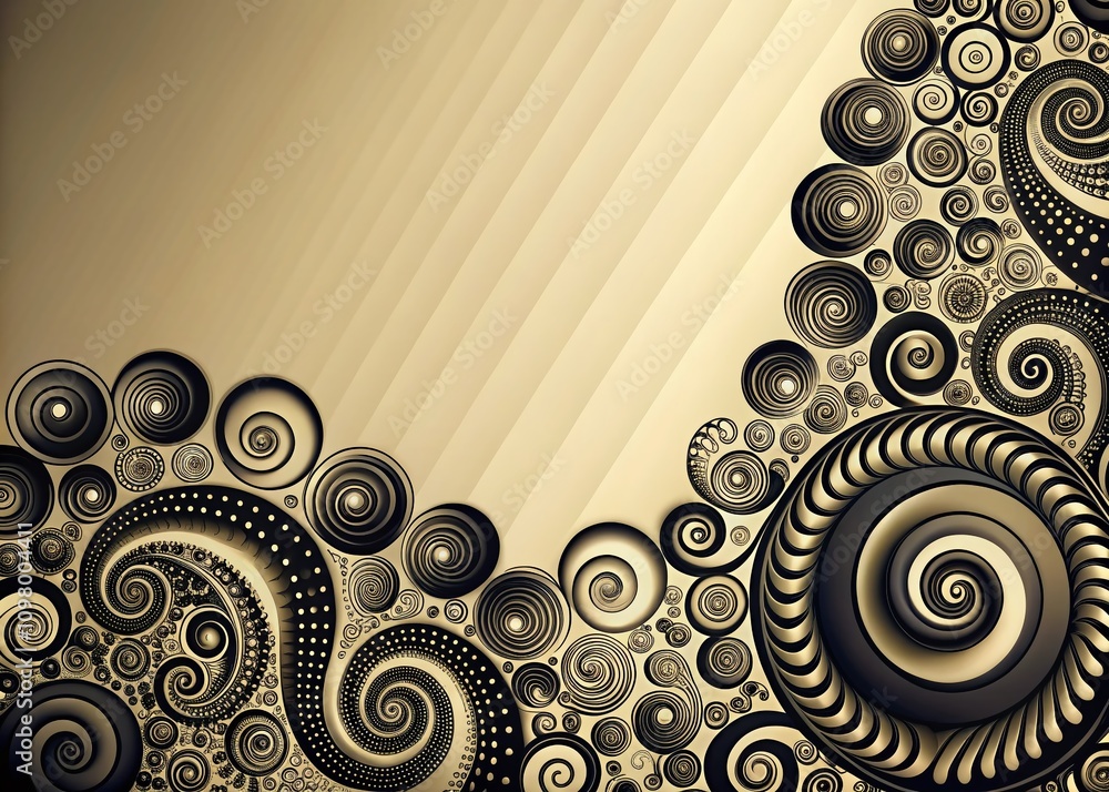 Poster various black spiral design elements isolated for creative projects and backgrounds featuring left-s