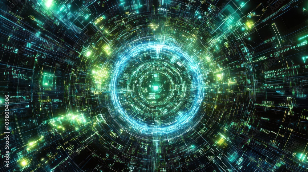 Aufkleber abstract digital data tunnel glowing brightly