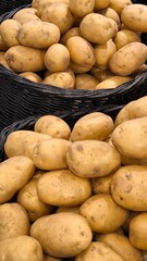 Potatoes in the store. Fresh potatoes.