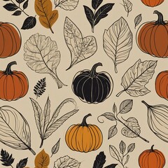 seamless pattern with pumpkins