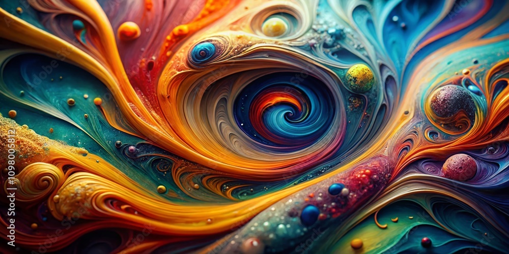 Poster vibrant abstract swirling colors in macro photography capturing the fluidity and motion of colorful 