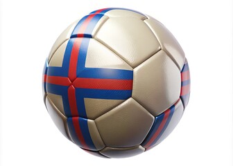 Obraz premium Faroe Islands Soccer Ball, White Background, Sports Photography, High-Quality