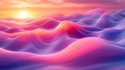 Obraz premium Serene Minimalist Landscape With Gradient Waves at Sunset Creating a Calming and Peaceful Atmosphere