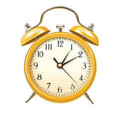Classic Yellow Alarm Clock Illustration on a white background.