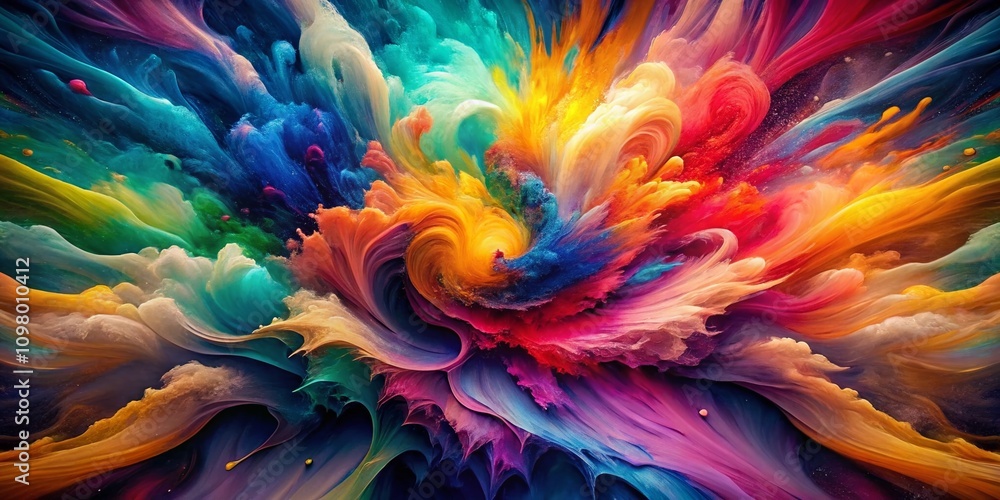 Poster vibrant flash of colorful paint swirls creating an abstract wallpaper design that captivates the ima