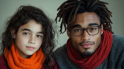 Obraz premium Uplifting portrait showcasing the warm and encouraging connection between a mentor and their mentee framed by a clean minimalist setting that allows their meaningful dialogue to take center stage