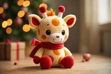 Adorable Giraffe Plush Toy with Red Scarf