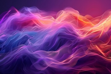 Fototapeta premium Abstract waves in vibrant gradient hues create a dynamic and colorful visual. The minimalist design showcases fluid motion and vibrant colors.