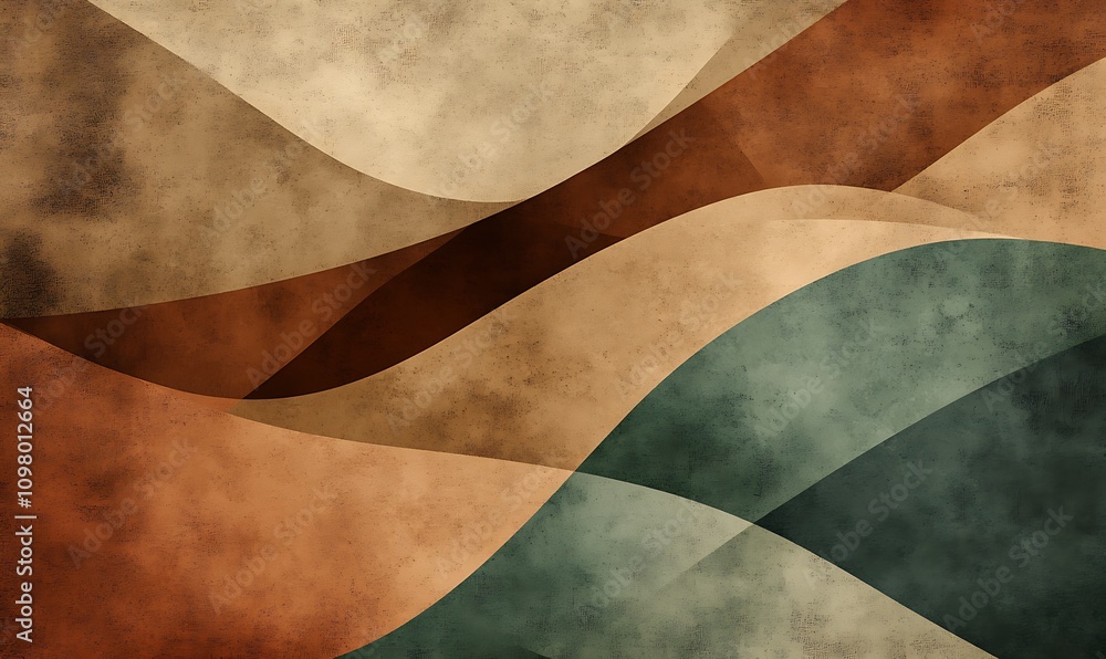 Poster abstract wavy patterns in earthy tones create a textured, artistic background.