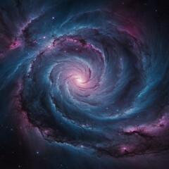 A swirling cosmic nebula, blending deep blues, purples, and pinks.

