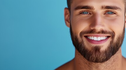 Obraz premium A man with a beard smiles at the camera