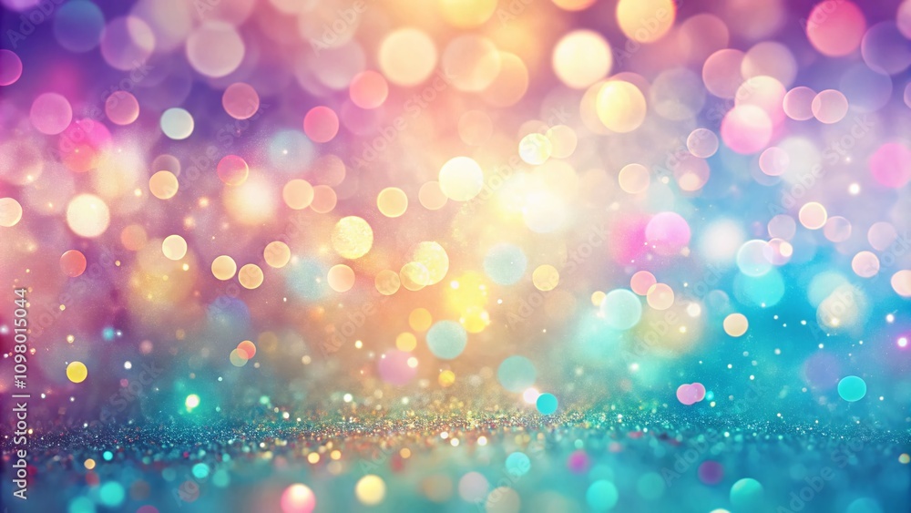 Poster vibrant pastel abstract background with soft gradients and bokeh effect featuring glittering particl
