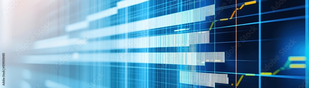 Poster a digital abstract background featuring blue lines and graphs, symbolizing data analysis and technol