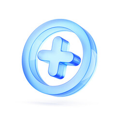 Plus sign in circle isolated on white