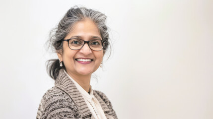 Fototapeta premium senior indian woman smiling on isolated background