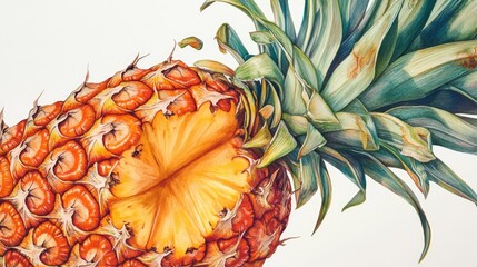 Obraz premium A Detailed Watercolor Painting Of A Pineapple